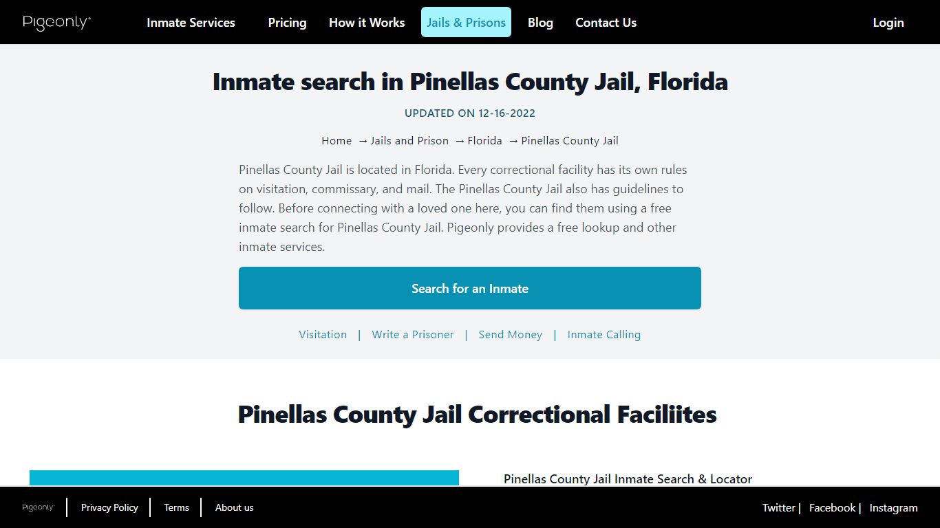 Inmate Search Pinellas County Jail, Florida | Pigeonly